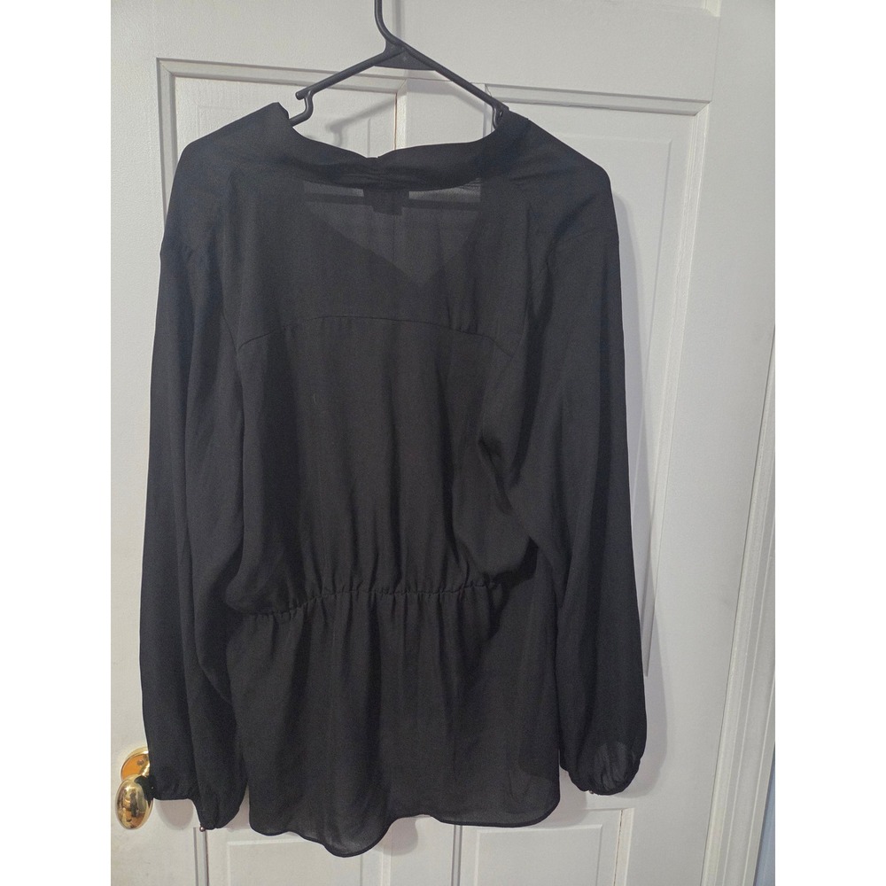 City Chic Twist Front Blouse Women XS/14 Black Dark Romantic Professional Top - Picture 2 of 5